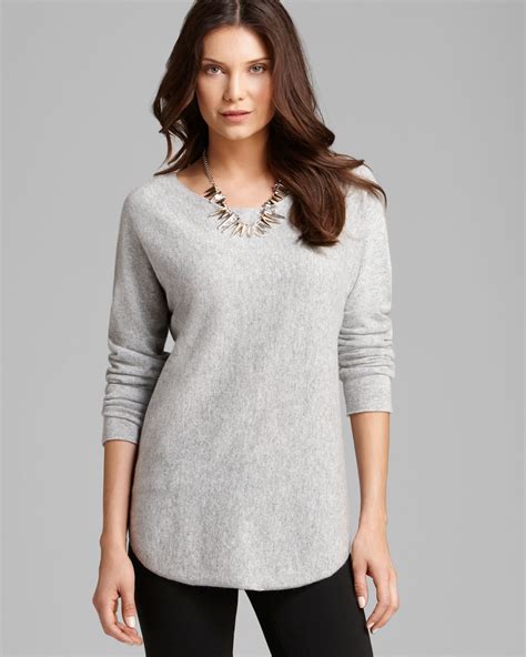 michael kors pearl basics heather grey lace front tie sweater|Michael Kors Pearl Heather Gray Basics Pullover Sweater Zips at .